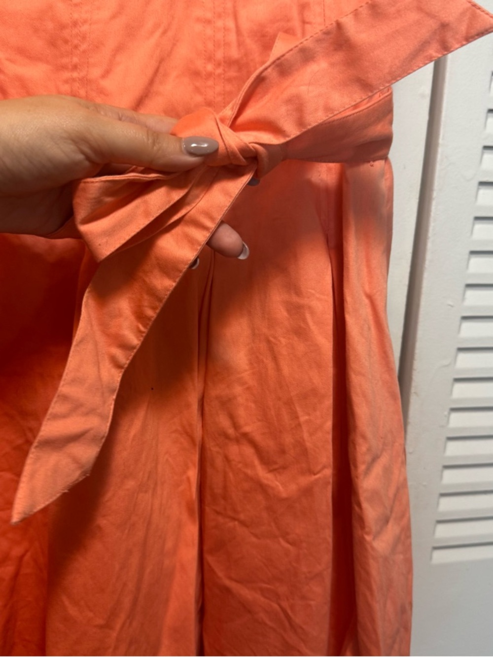 CALVIN KLEIN Ck Peach Sleeveless Cotton  Blend Halter Top Zip Up Dress Size M - Picture 2 of 8